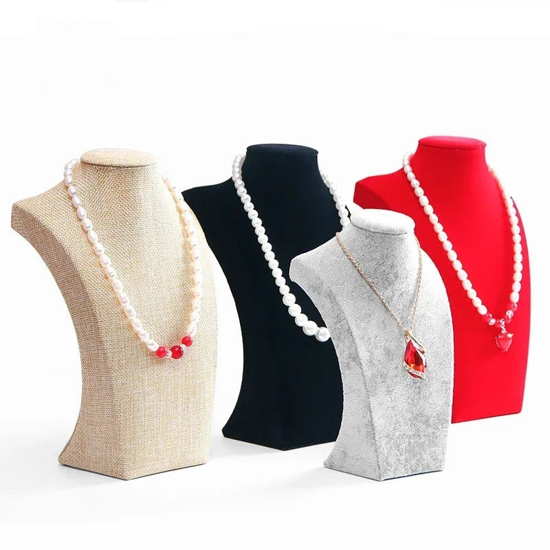 Buste Mannequin Collier Velours 5 Coloris 4 Hauteurs