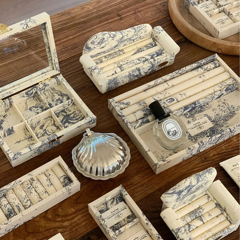 Présentoir Bijoux Bois Velours Rétro Comptoir