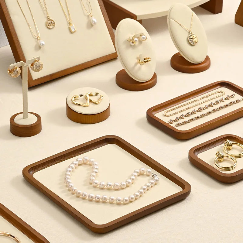Présentoir Bijoux Bois Beige Collier Multifonctions