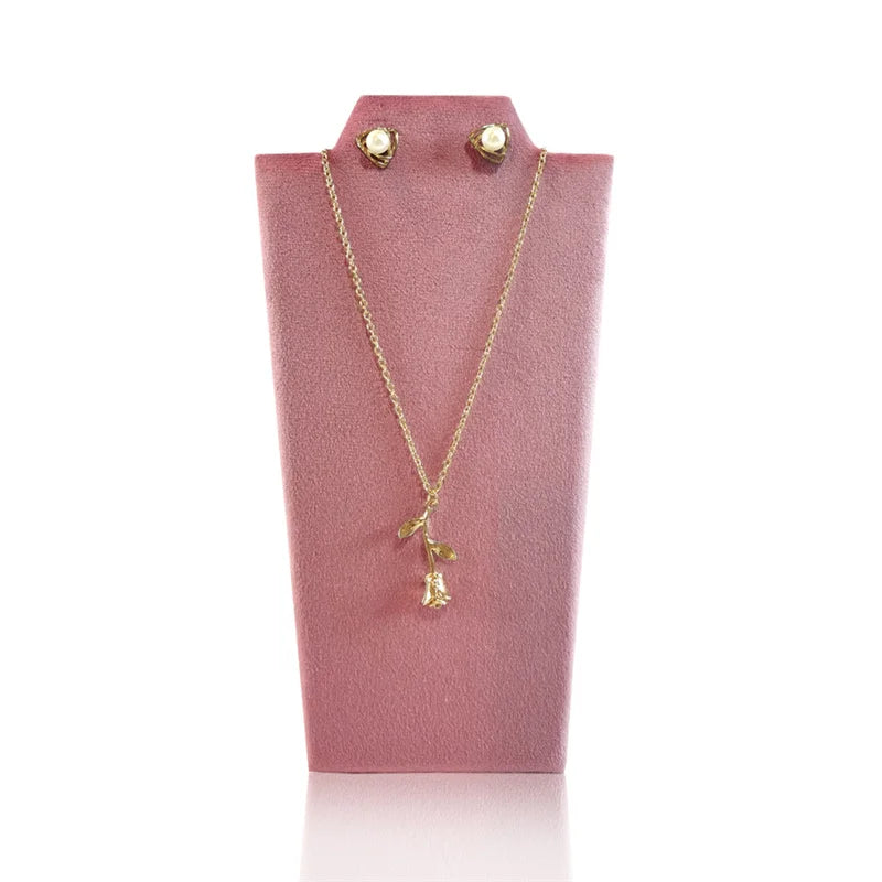 Présentoir Collier Velours Plat Rose Tendre