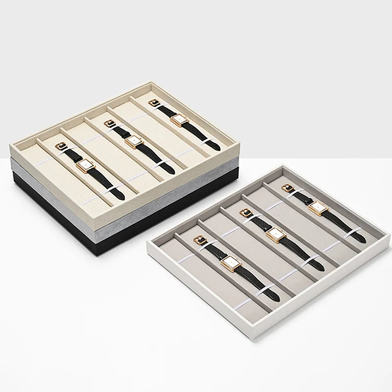 Plateau Montre 6 Emplacements Cuir Velours