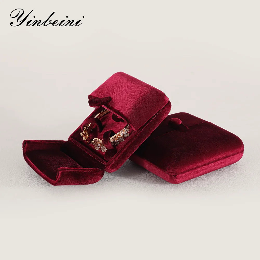 Boîte à Bijoux Velours Mariage Fiançailles Premium