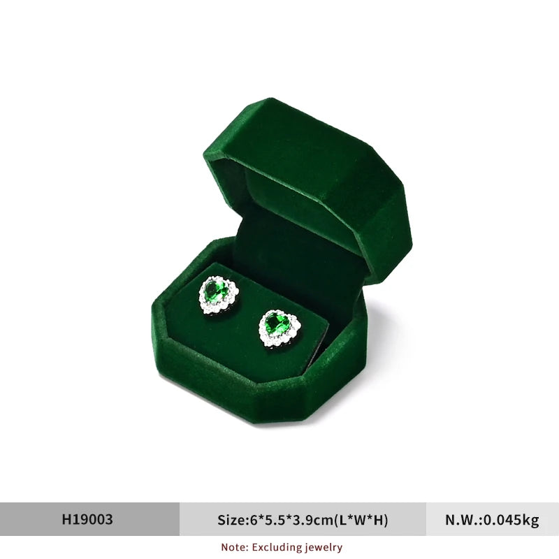 Boite Bagues Velours Vert Pierres Précieuses Premium