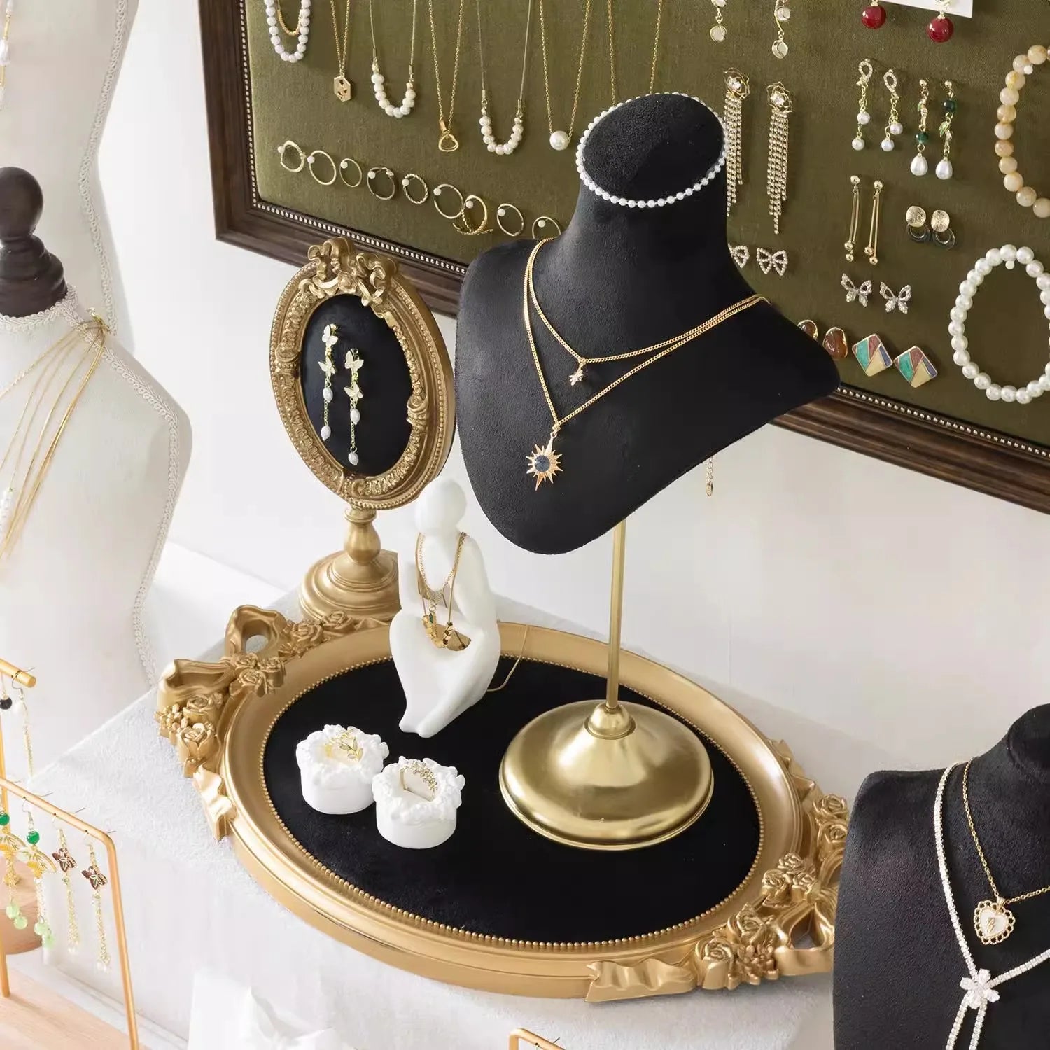 Plateau Bague Velours Cadre Vitrine
