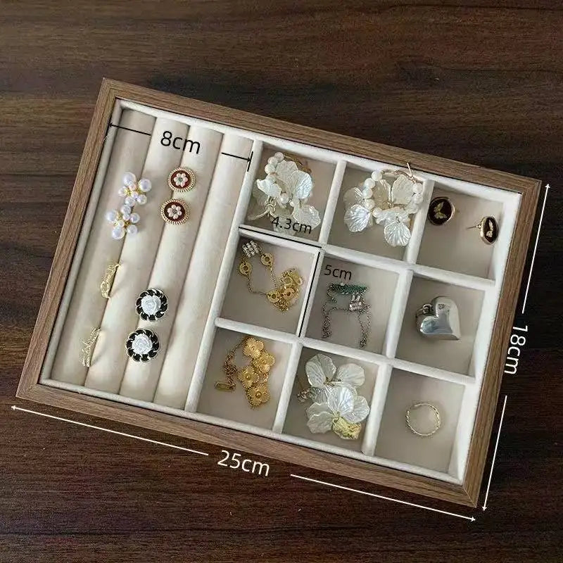 Plateau Bijoux Bois Noyer Multigrilles