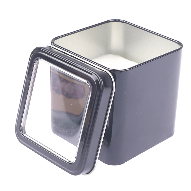 Boîte Montre Métal Carrée Vitrine Coussin