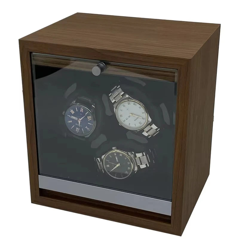 Coffre Fort Montre Bois Noyer LED Welcome