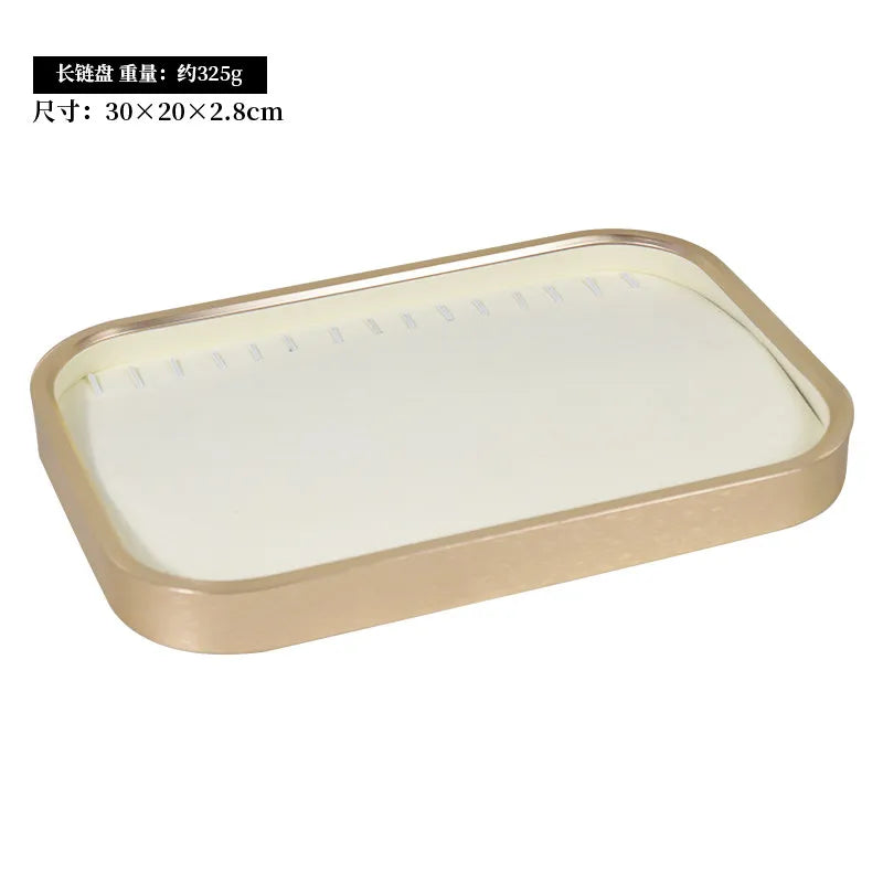 Plateau Bijoux Velours Beige Métal Doré