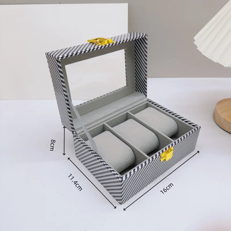 Boîte Montres Cuir Fibre Carbone Vitrine Multi-Places