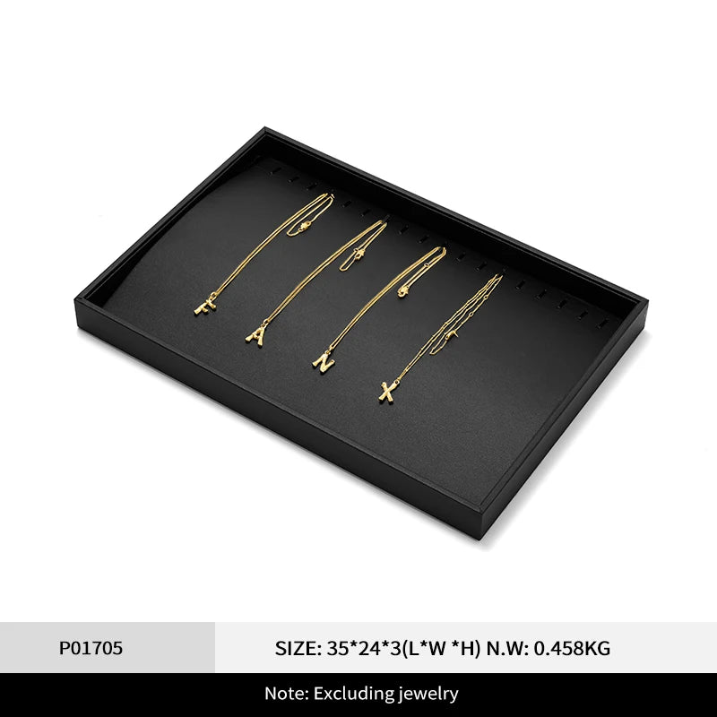 Plateau Bijoux Cuir Noir Présentoir Multifonction