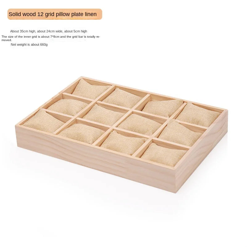 Présentoir Montre Bois Massif 12 Coussins