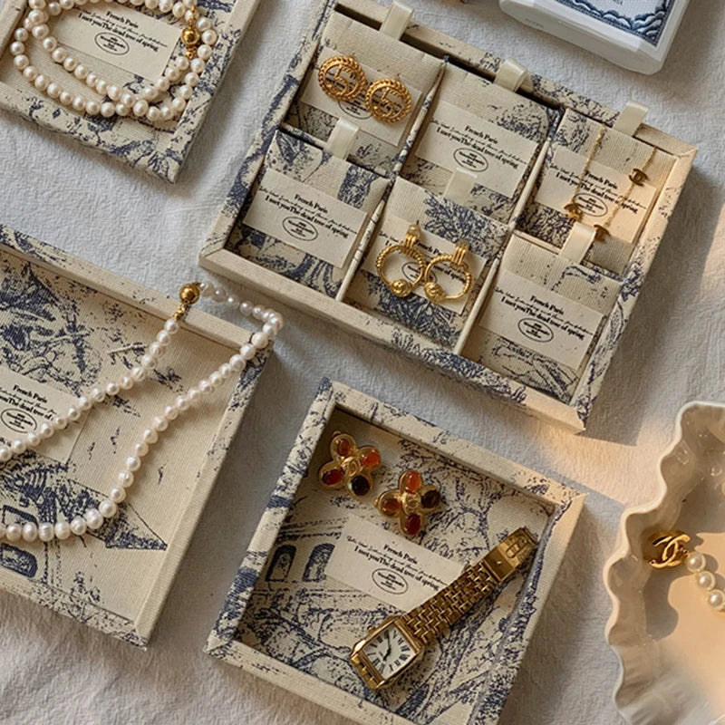Présentoir Bijoux Bois Velours Rétro Comptoir