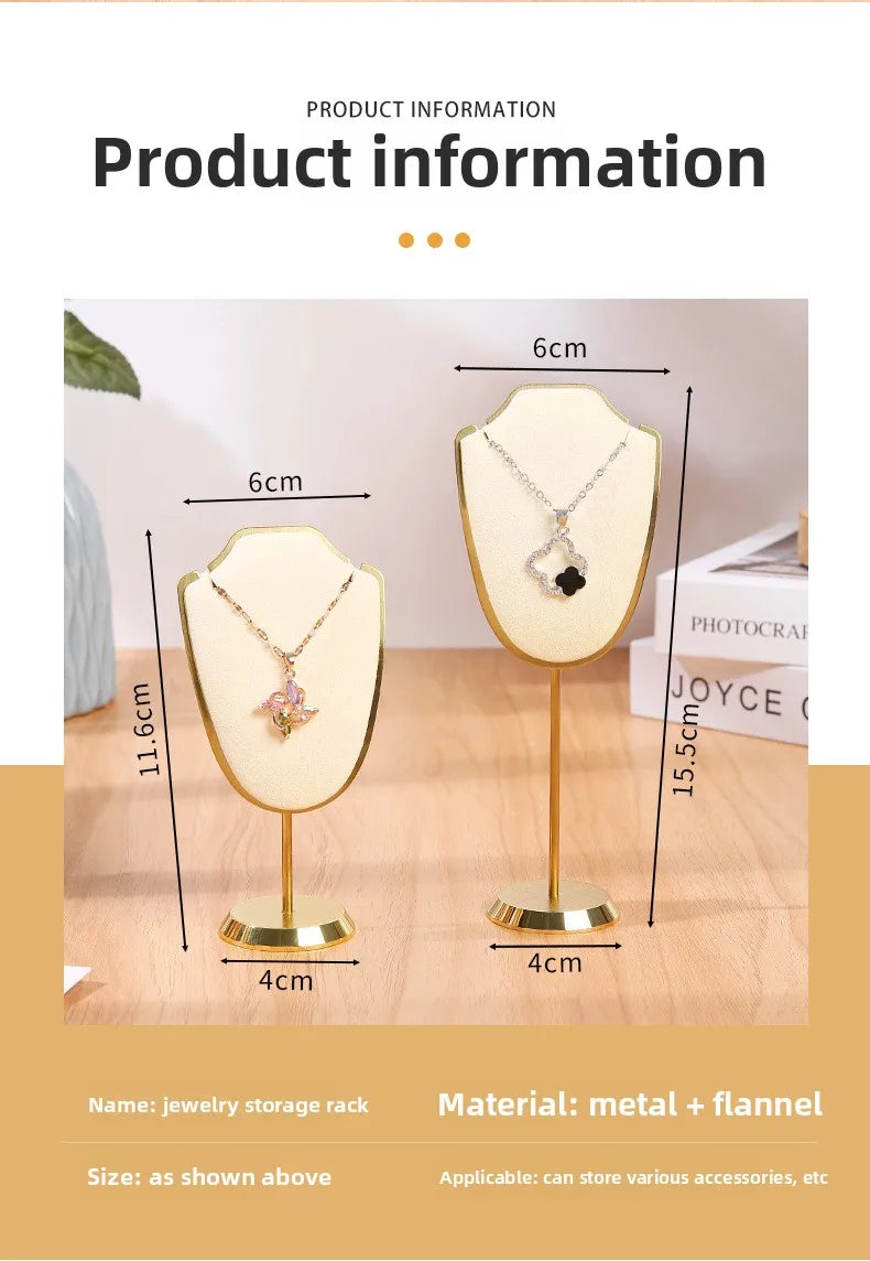 Présentoir Collier Velours Métal Doré Trompette