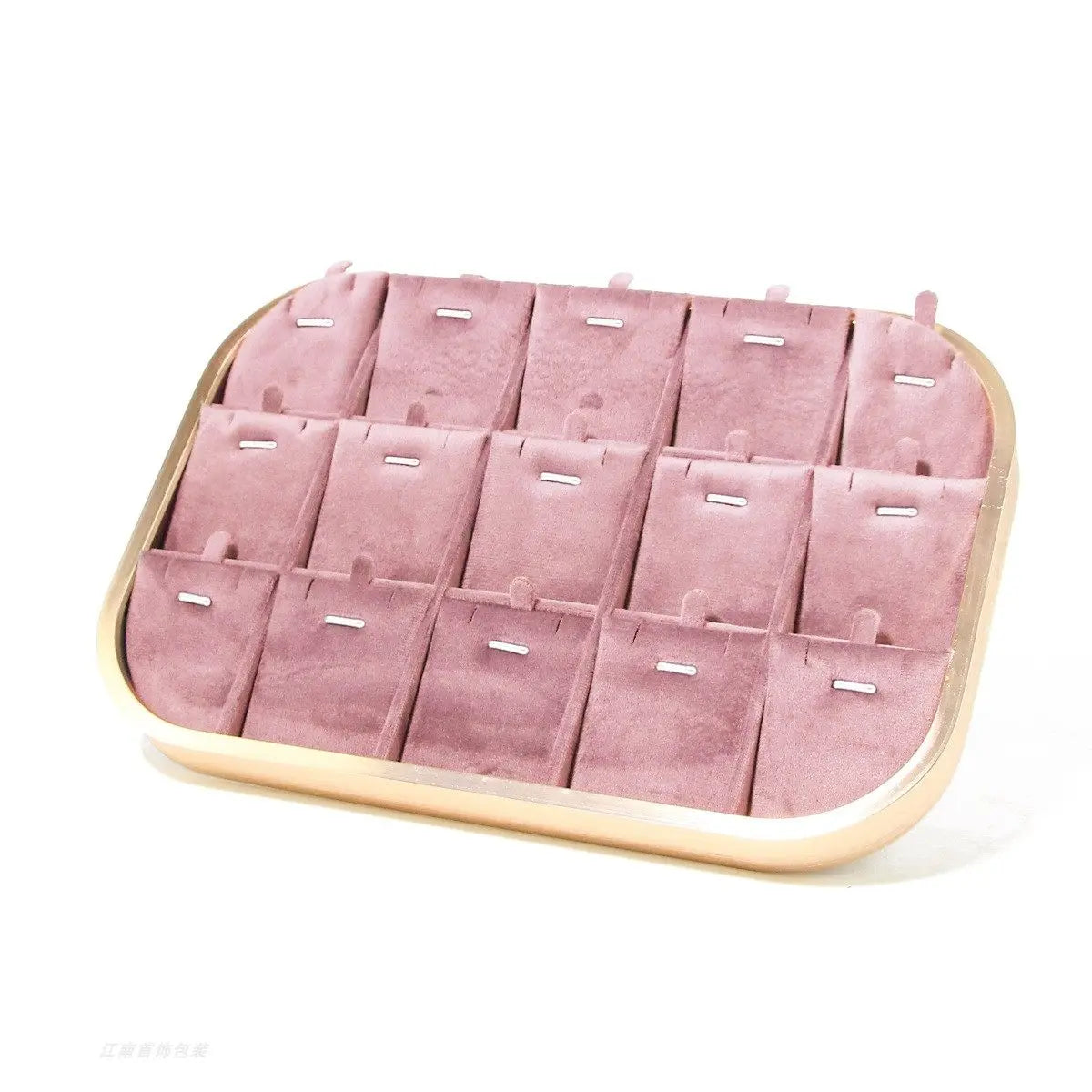 Plateau Bijoux Velours Rose Métal Multifonction