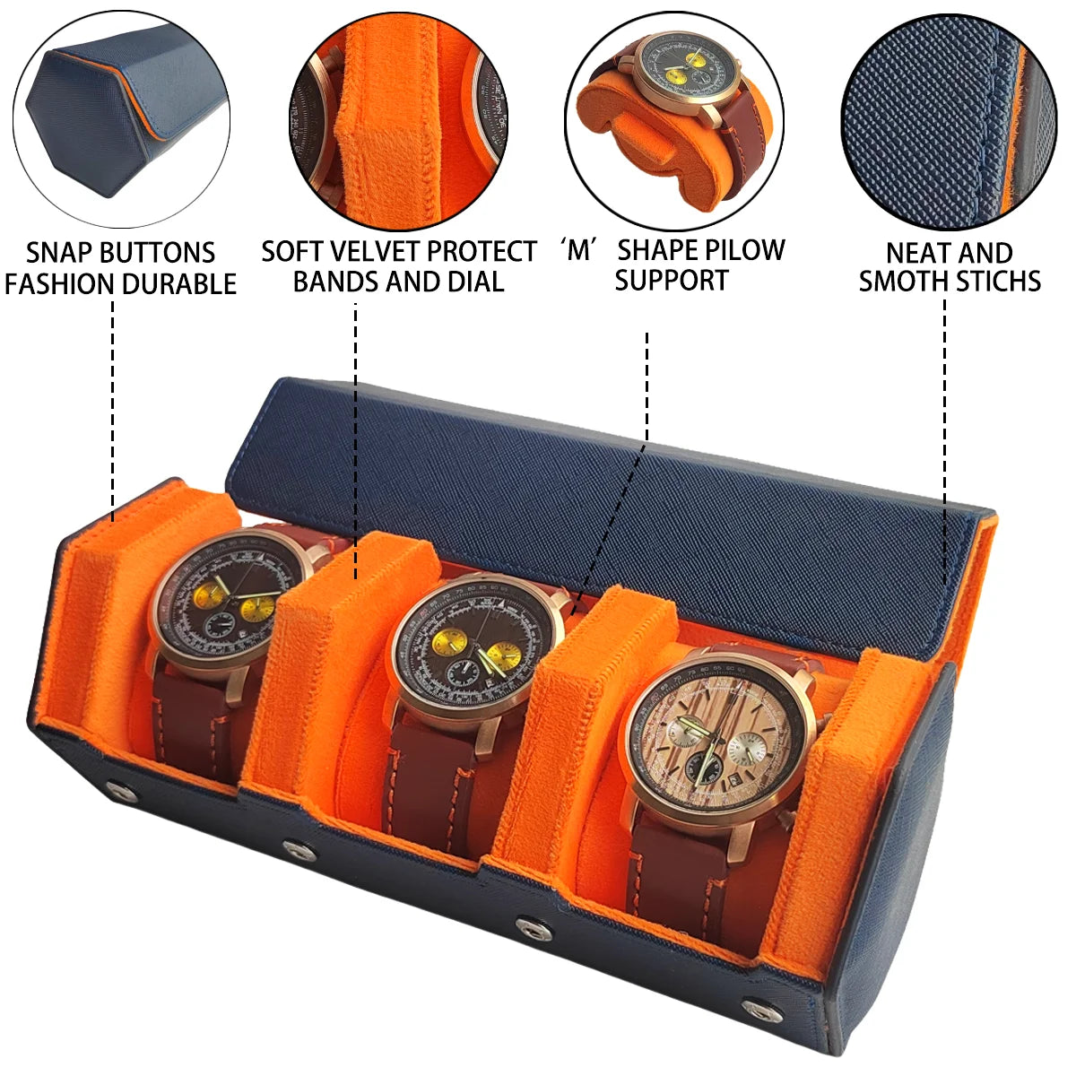Boîte Montre Cuir Vintage Voyage Rouleau