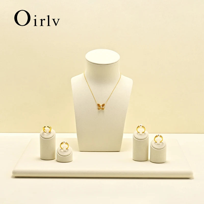 Présentoir Bague Bois Daim Boutique Vitrine