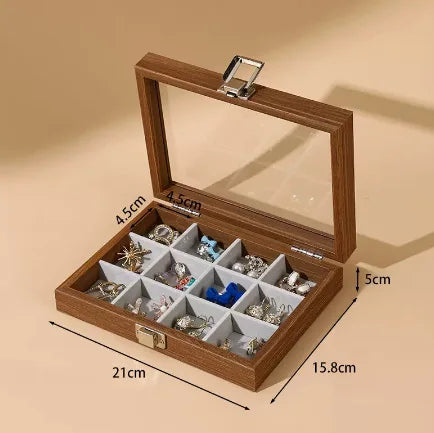 Boîte Bijoux Bois Noyer Couvercle Velours