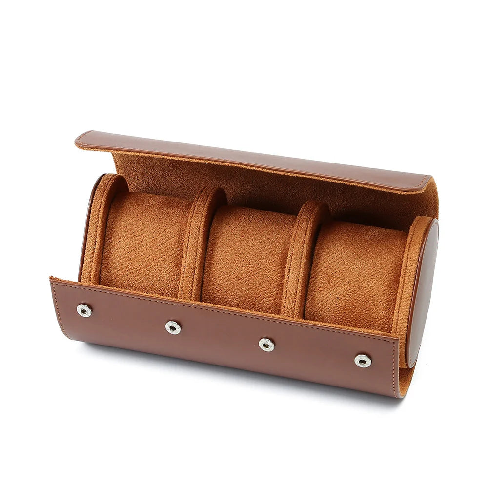Boîte Montre Cuir Vintage Voyage Rouleau
