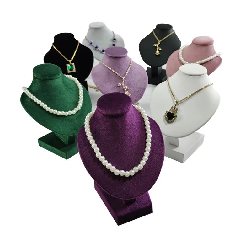 Présentoir Collier Buste Velours Plat Compact