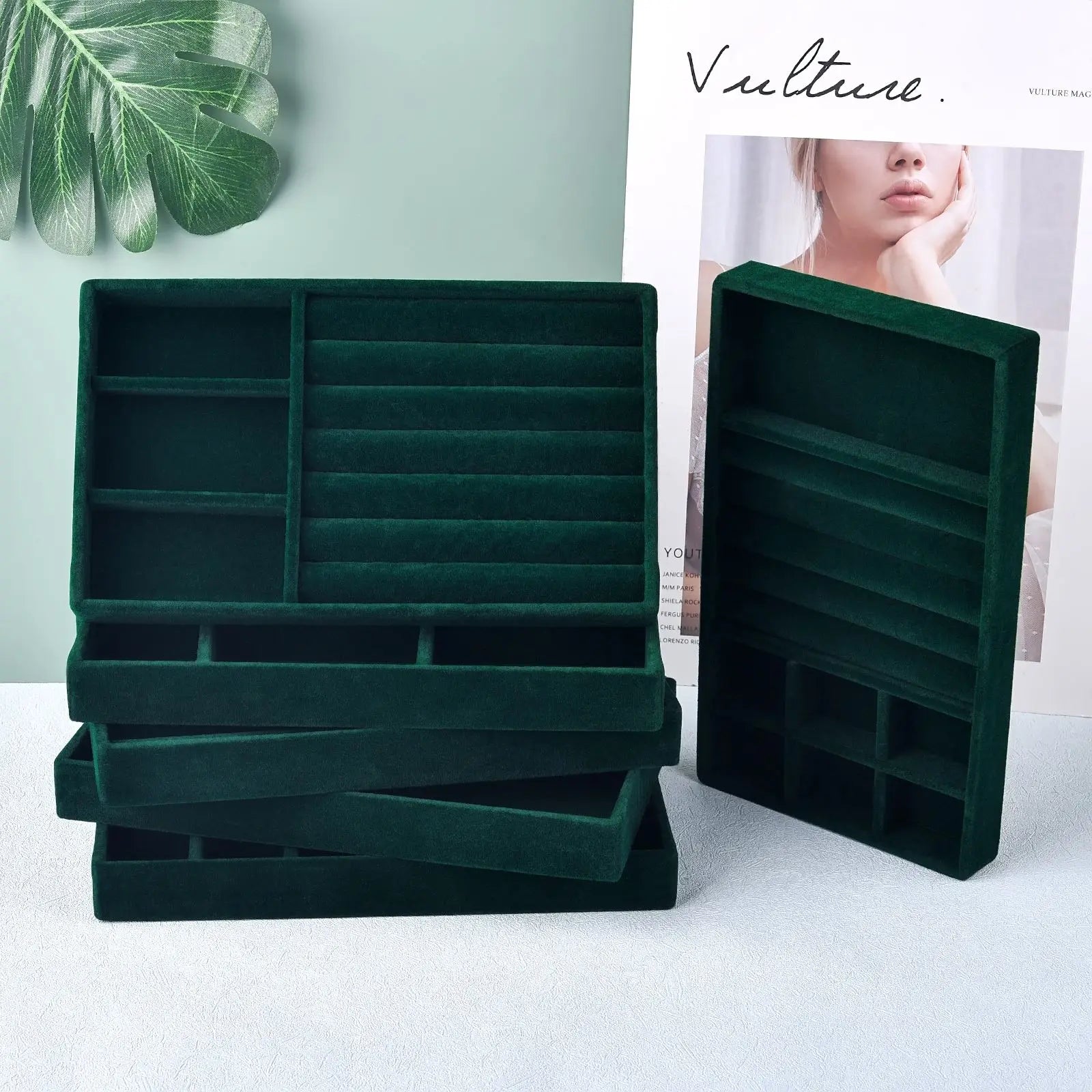 Plateau Bijoux Velours Flanelle Tiroir Rangement