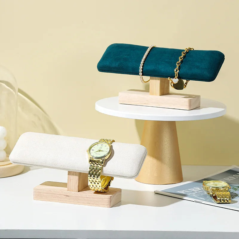 Buste Montre Bois Velours Cuir Vitrine