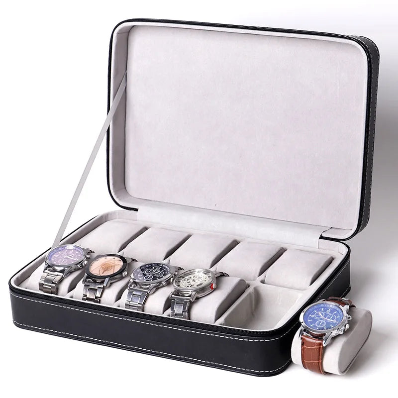 Coffret Montre Cuir Zippé Multi-Places