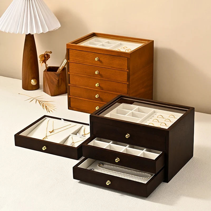 Boîte Bijoux Bois Multicouche Multifonction