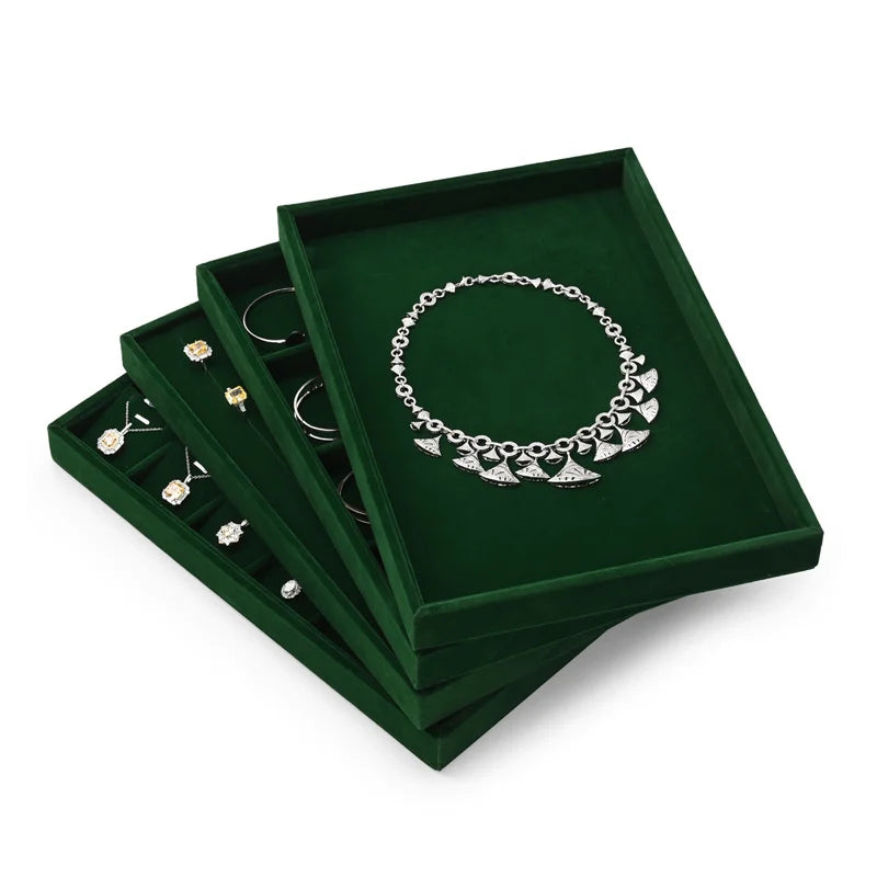 Plateau Bijoux Velours Vert Multi-Configurations