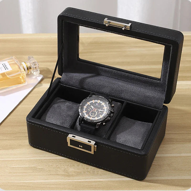 Coffret Vintage Bambou Montres Vitrine Vitrée