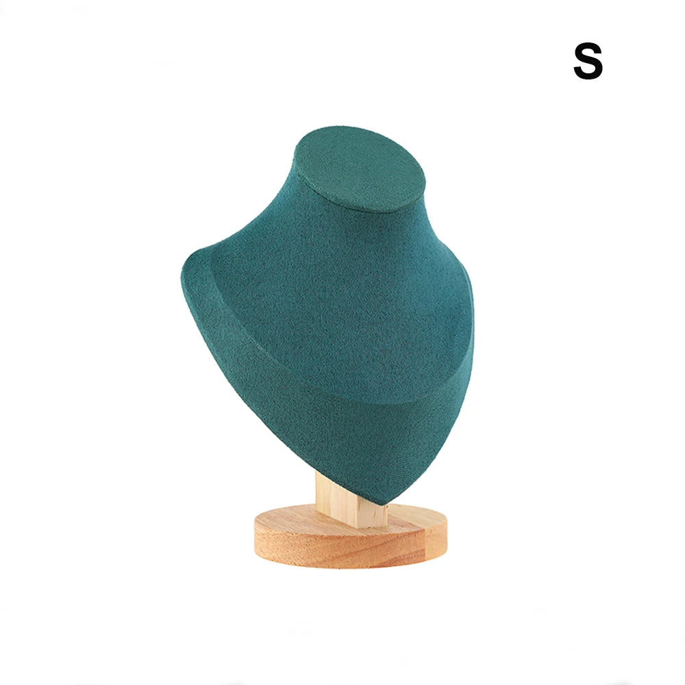 Buste Bijoux Velours Base Bois Mannequin