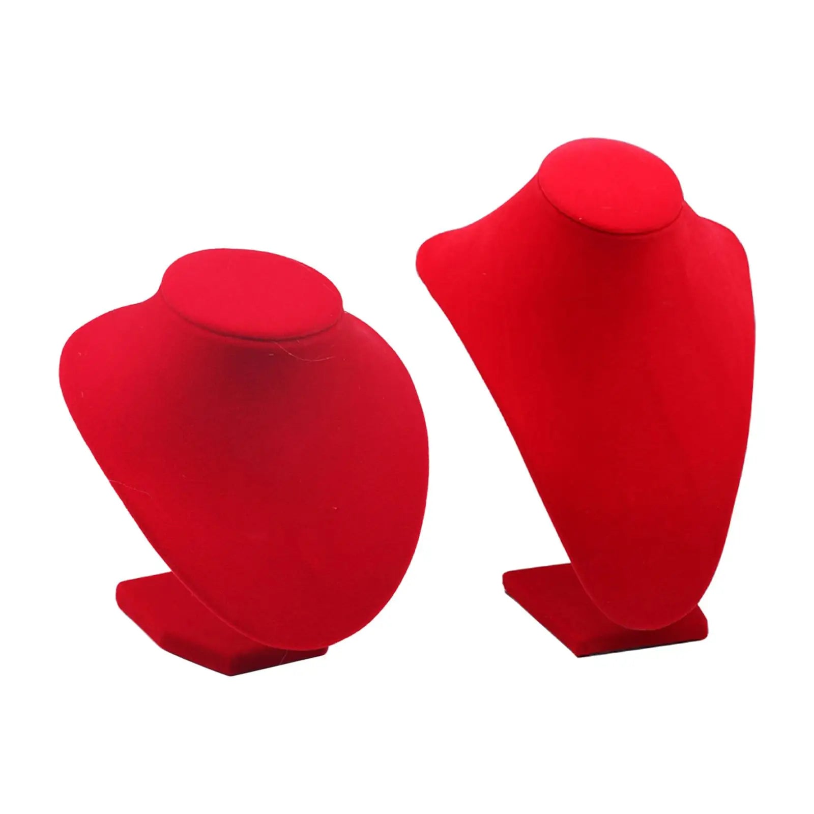 Buste Collier Velours Rouge Brillant Pendentif