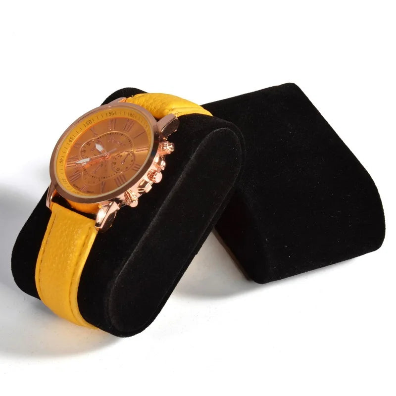 Boîte Montre Cuir Noir Emplacements Vitrine