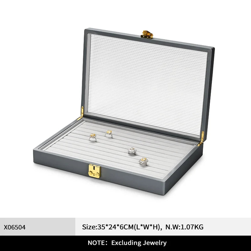 Boîte Bijoux Cuir Premium Couvercle Transparent