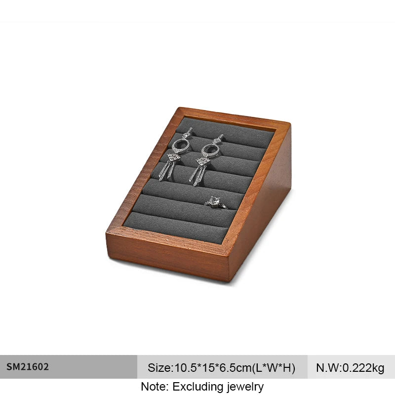 Présentoir Bague Bois Microfibre Boutique
