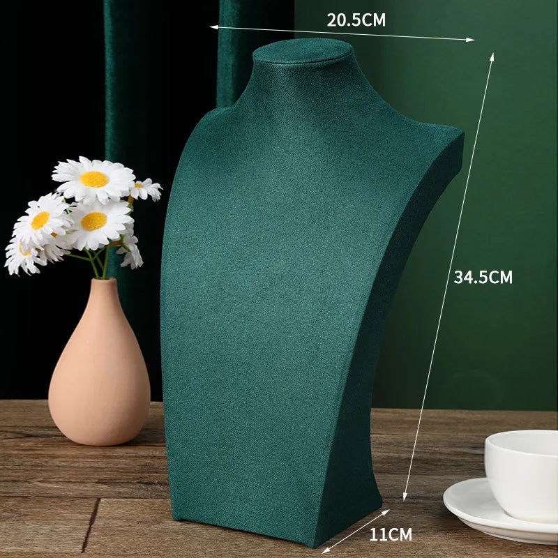 Présentoir Collier Buste Velours Vert Émeraude