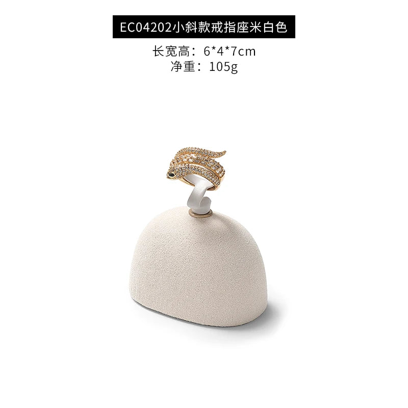Présentoir Métal Microfibre Beige Collier Bague Boucle Fenêtre