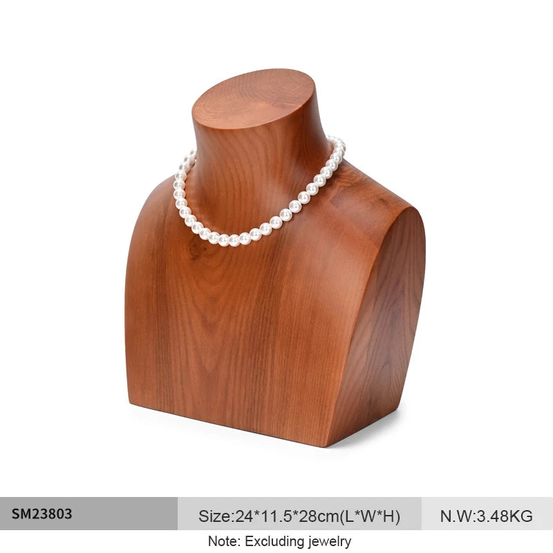 Buste Collier Bois Massif Présentoir