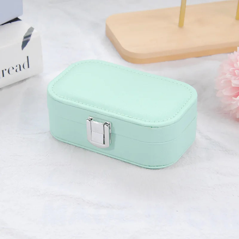 Boîte à Bijoux Cuir PU Velours Portable Bouton