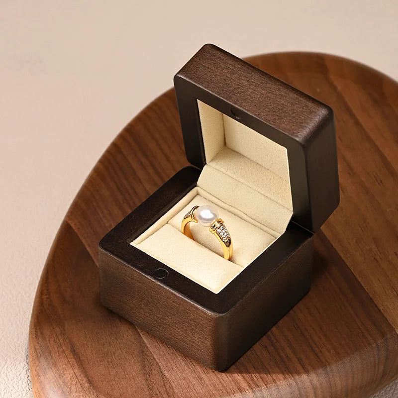 Boîte Bague Bois Mariage Fiançailles Cadeau