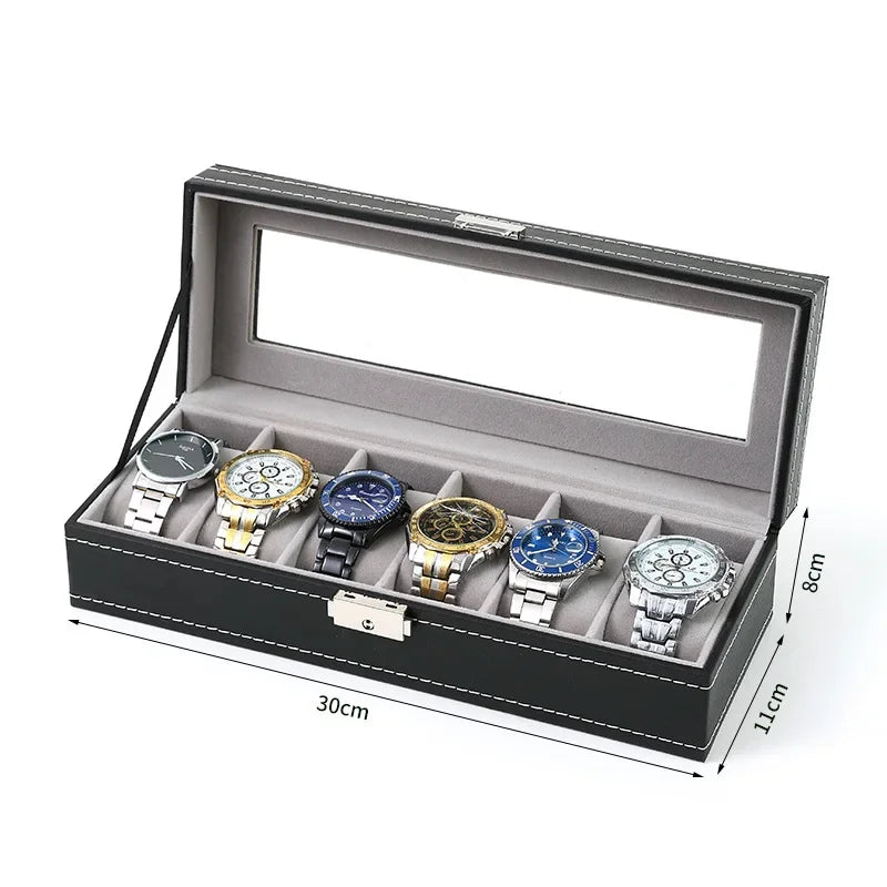 Boîte Montre Cuir Compartiments Rangement