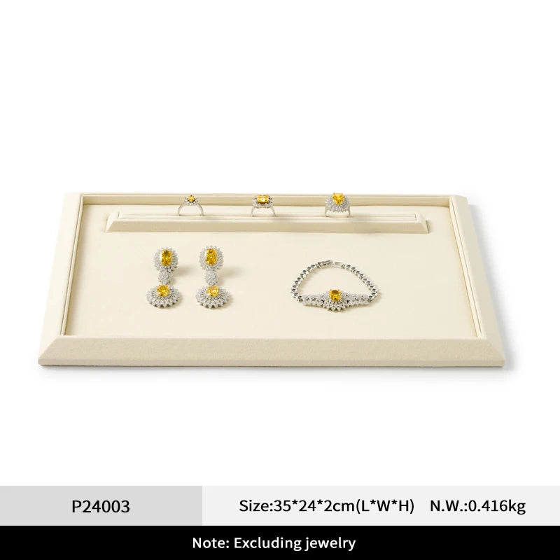 Plateau Cuir Microfibre Multi-Bijoux Bague Collier Rangement