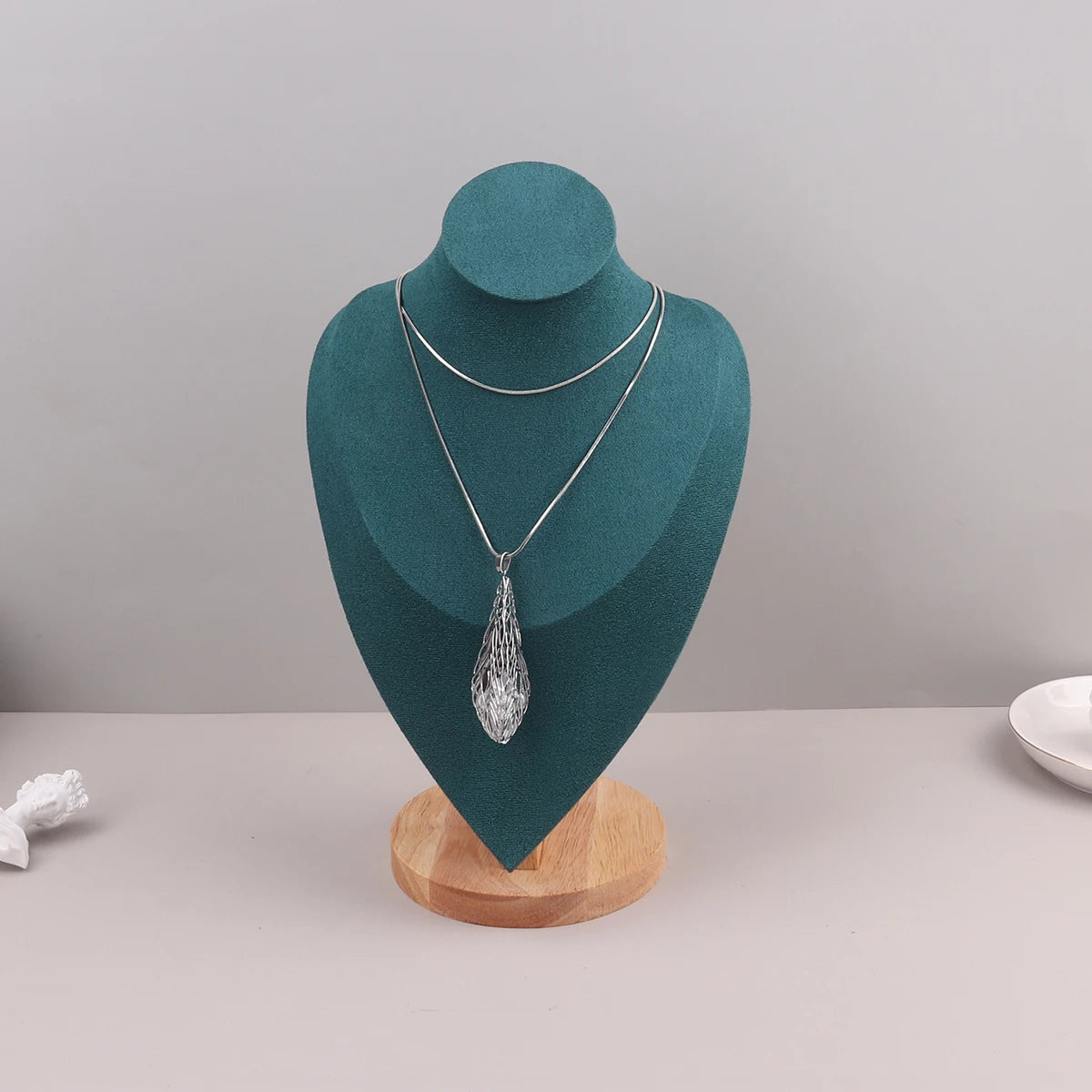 Présentoir Collier Velours Vert Émeraude 3 Tailles