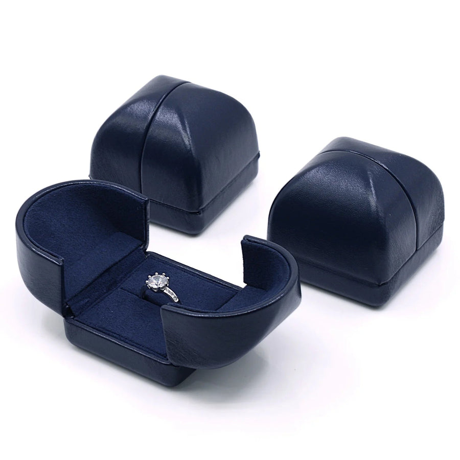 Écrin à Bijoux Bleu Marine à Deux Battants Bague Pendentif