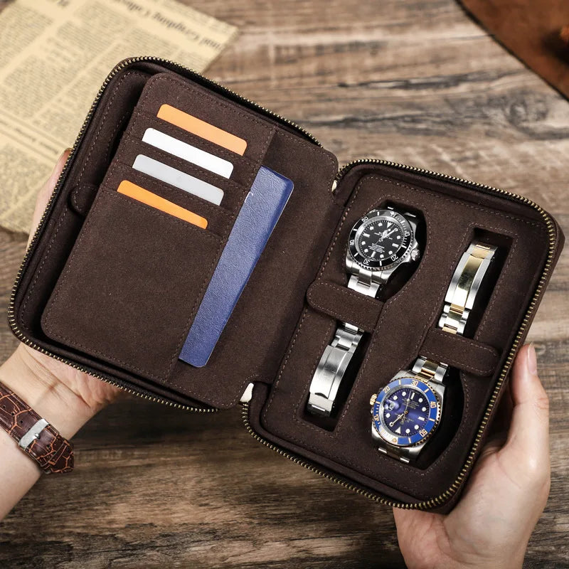 Pochette Etui Montre Cuir Voyage Compact