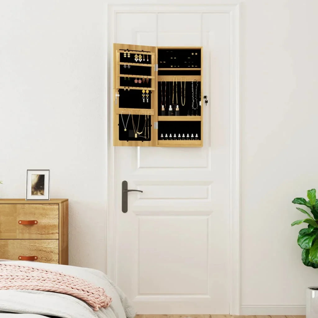 Boîte Bijoux Bois Murale LED Miroir Sécurisée