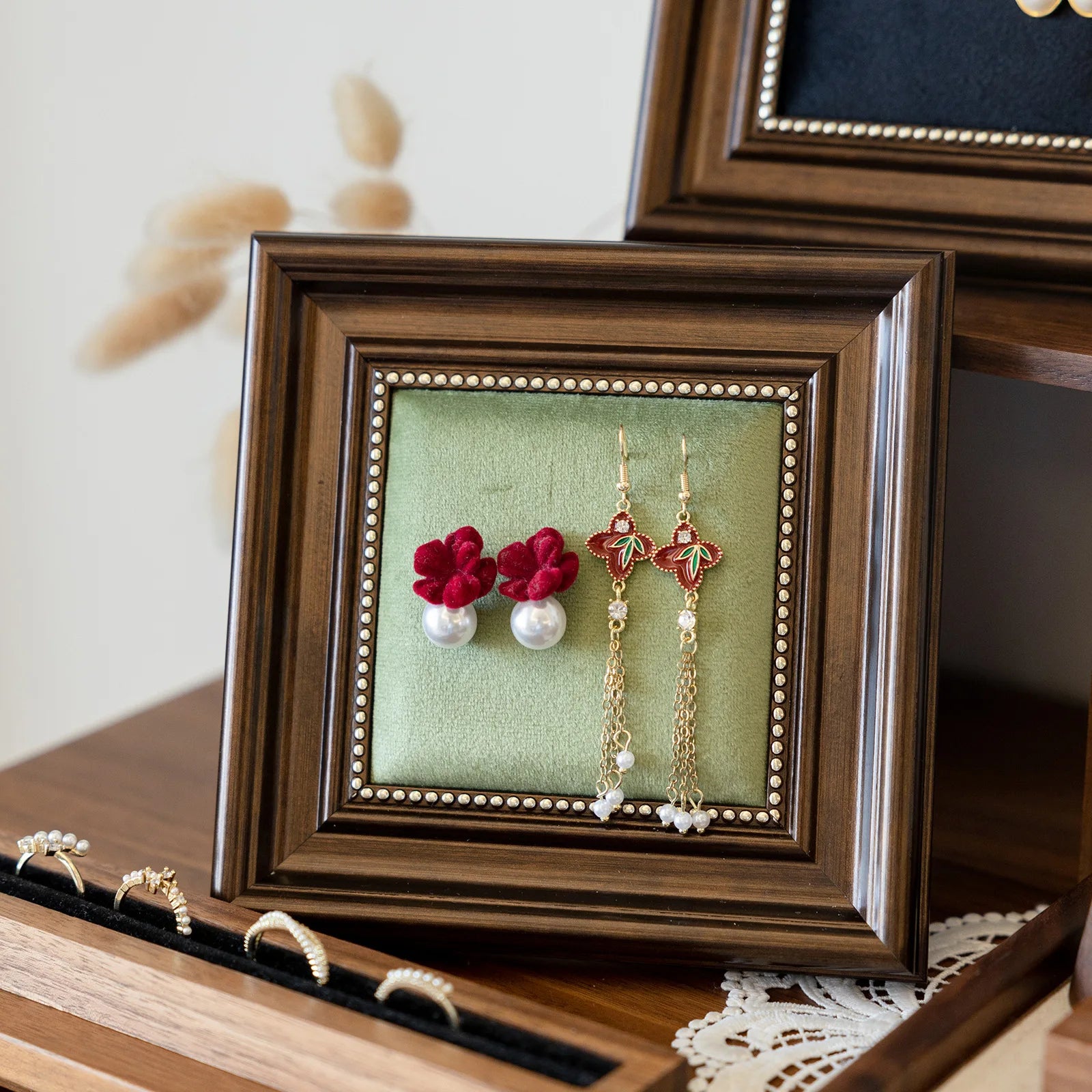 Cadre Présentoir Boucles d'Oreilles Bois Design Nordique