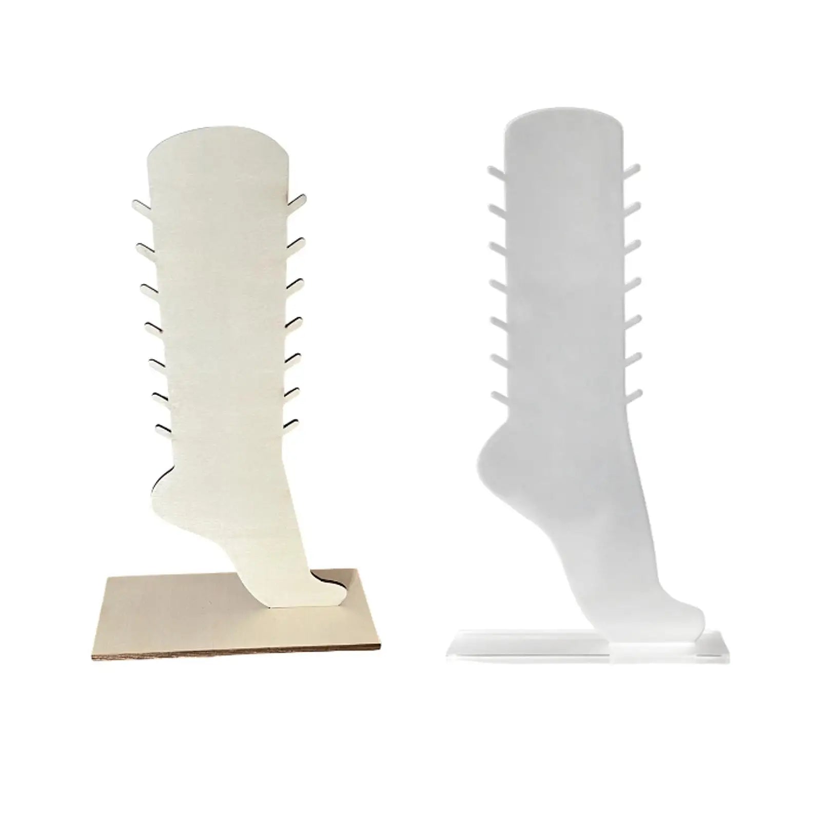 Présentoir bracelet cheville forme de pied (acrylique, bois)