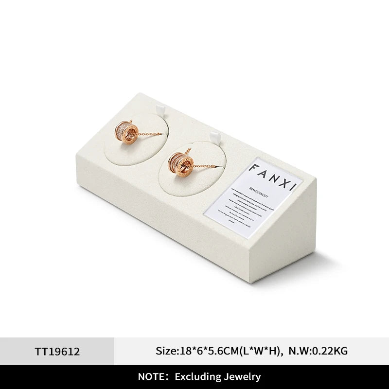 Présentoir Bijoux Velours Beige Bague Collier