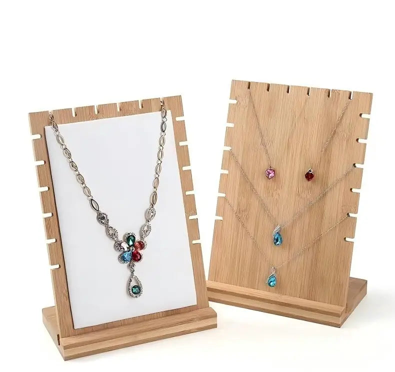 Présentoir Collier Bois Simili Cuir Plat