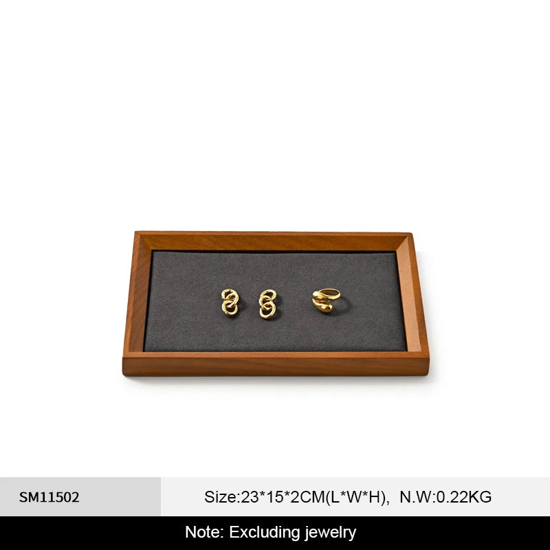 Plateau Bijoux Bois Anneaux Compartiments